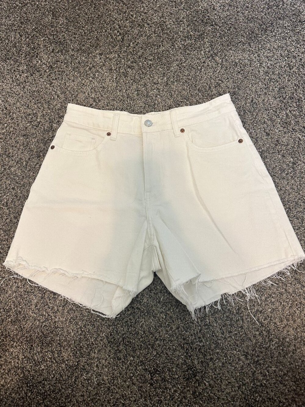 H&M High-waisted Raw-edge Denim Shorts
